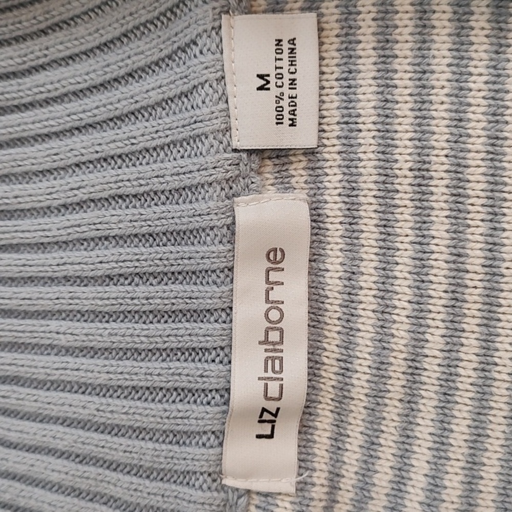 Liz Claiborne Baby Blue & White Zip Front Turtleneck /Size M - Picture 7 of 11